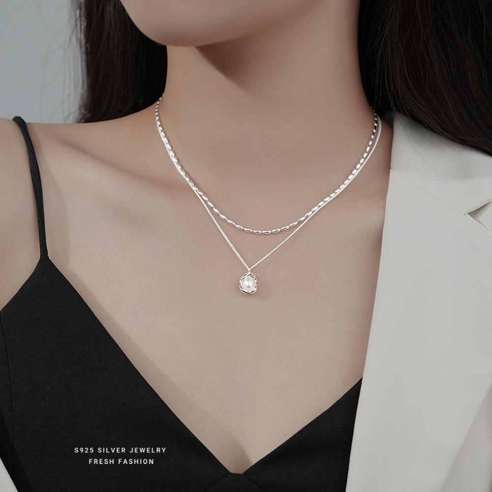 S925 Sterling Silver Pearl Shell Necklace