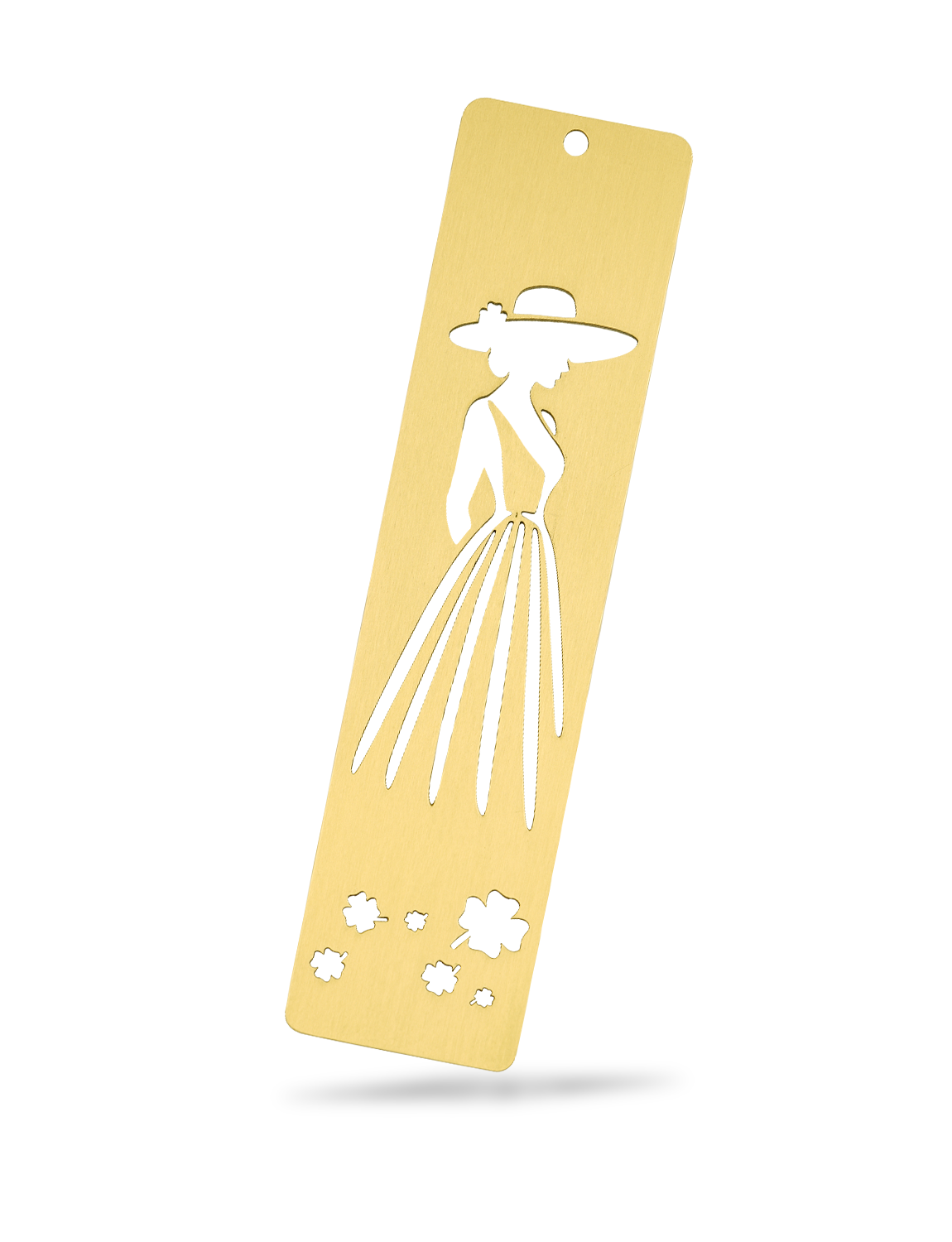 Elegant Brass Bookmark – Minimalist Line Art of Lady in Dress & Hat, Aesthetic Metal Page Marker for Women, Gifts for Readers, Book Lovers, Artists, and Writers (Cutout Silhouette)