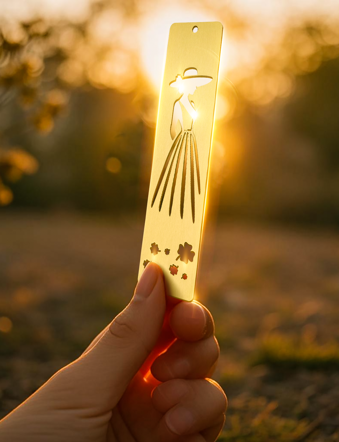 Elegant Brass Bookmark – Minimalist Line Art of Lady in Dress & Hat, Aesthetic Metal Page Marker for Women, Gifts for Readers, Book Lovers, Artists, and Writers (Cutout Silhouette)