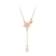 S925 Sterling Silver Peach Blossom Petal Necklace