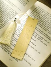 Elegant Brass Bookmark – Minimalist Line Art of Lady in Dress & Hat, Aesthetic Metal Page Marker for Women, Gifts for Readers, Book Lovers, Artists, and Writers (Embossed Silhouette)