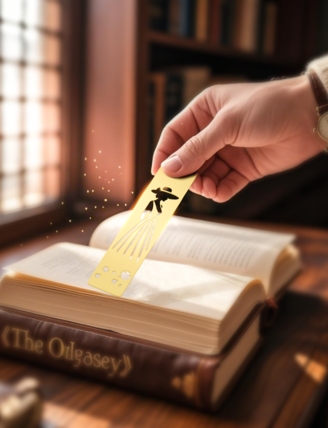 Elegant Brass Bookmark – Minimalist Line Art of Lady in Dress & Hat, Aesthetic Metal Page Marker for Women, Gifts for Readers, Book Lovers, Artists, and Writers (Cutout Silhouette)
